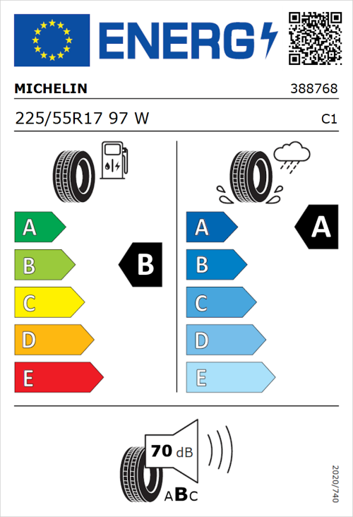 Tyre Label for Michelin Primacy 5 225/55R17 97W